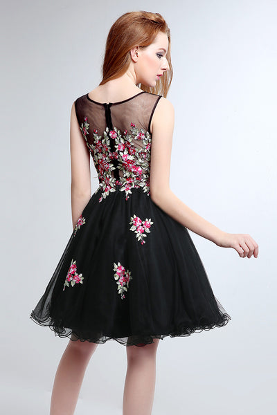 Black Tulle Junior Homecoming Dress Short Prom Dress For Girls, BS13