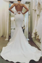 Elegant Mermaid Sleeveless Wedding Dresses | Open Back Lace Wedding Dress Online