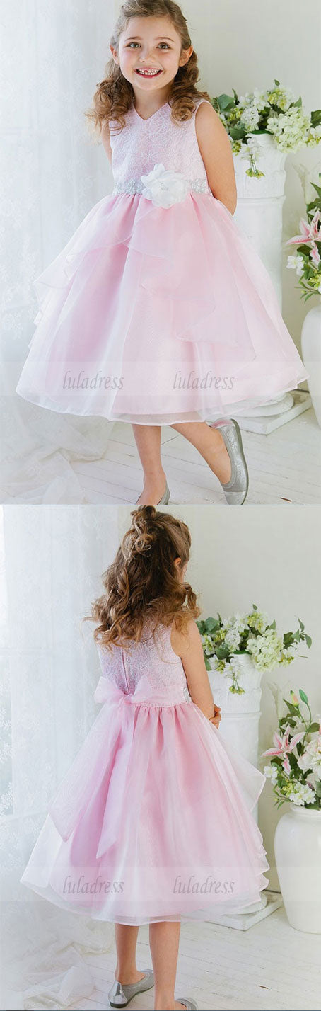 New Hot Sale Organza Flower Girl Dress of V-neck A-line Pageant Dresses For Girls Dress