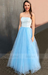prom dress, princess strapless long prom dress,BD98708