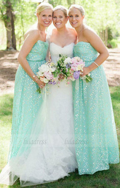 A-Line Sweetheart Floor-Length Floral Bridesmaid Dress,BD99849