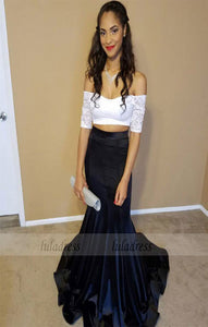 Two Pieces Prom Dress,Mermaid Prom Dress,Off the Shoulder Evening Dress,BD99471