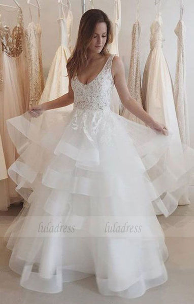 Charming Wedding Dress, Open Back Appliques Tulle Wedding Dress, Sexy Bridal Dresses,BD99063