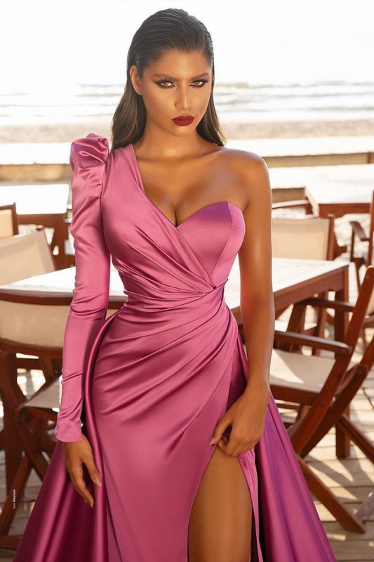Gorgeous One Shoulder Long Sleeve Prom Dress – luladress