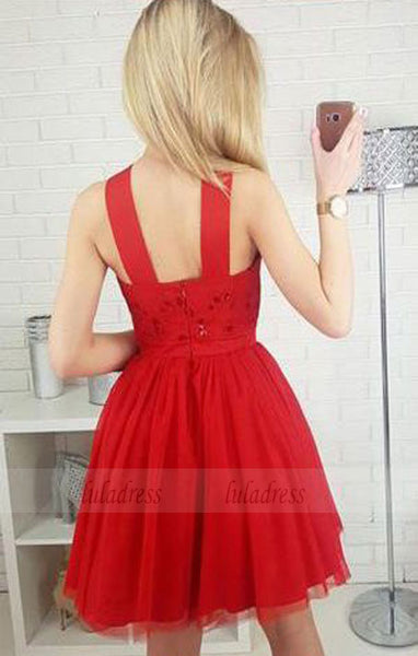 Red Homecoming Dresses,Prom Gown,Short Homecoming Dress With Sequins,Red Prom Dress,BD98440
