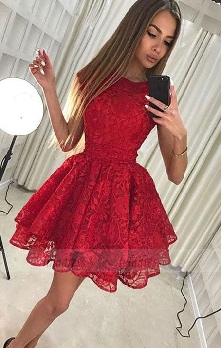 Cute lace short prom dress,homecoming dress