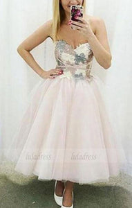 Cute sweetheart neck lace tulle short prom dress,homecoming dress,BD99000