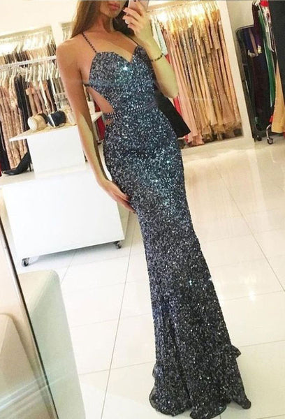 Sexy Cross Back Luxury Beaded Mermaid Prom Dress BD98021