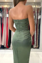 Dusty Sage Strapless Mermaid Prom Dresses, Evening Dresses