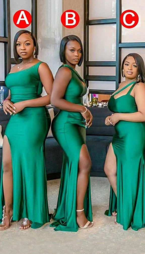 Mismatched Multiway Elastic Satin Emerald Green Bridesmaid Dresses luladress Mismatched Multiway Elastic Satin Emerald Green Bridesmaid Dresses luladress