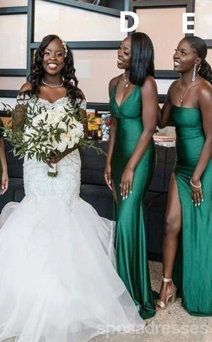 Mismatched Multiway Elastic Satin Emerald Green Bridesmaid Dresses ,BD930626