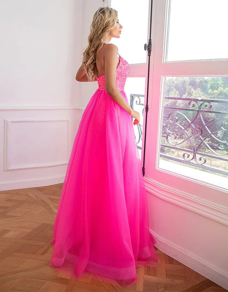 Detachable Pink Sequin Prom Dresses with Split Front,BD930645
