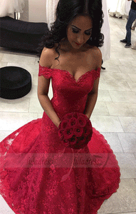 sexy off the shoulder burgundy lace mermaid prom dresses,BW97077