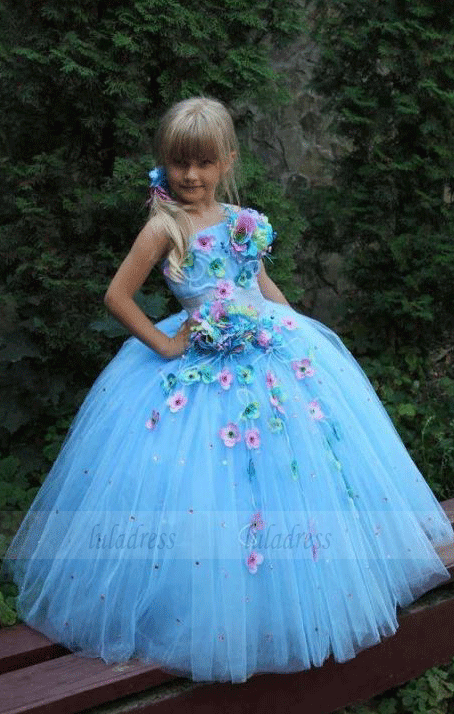 Strapless Flower Girl Dress,Tulle Flower Girl Dress, Ball Gown Flower Girl Dresses