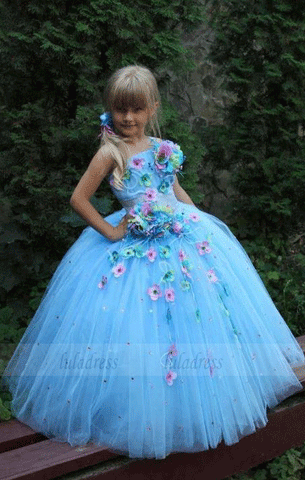 Strapless Flower Girl Dress,Tulle Flower Girl Dress, Ball Gown Flower Girl Dresses,BW97421
