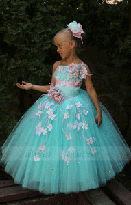 Spaghetti Straps Flower Girl Dress,Tulle Flower Girl Dress, Ball Gown Flower Girl Dresses,BW97422