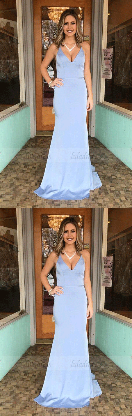 Elegant Straps Mermaid Long Formal Evening Dress, elegant evening dress