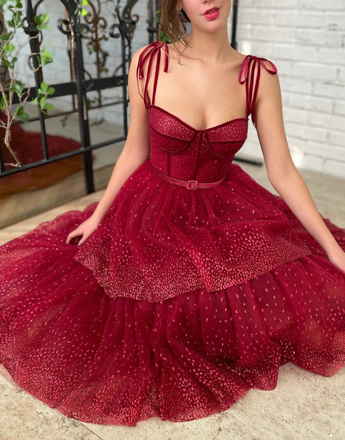 glitter tulle homecoming dress Glitter Tulle Homecoming Dress with Cap Sleeves Bahama Blue / 2XLarge