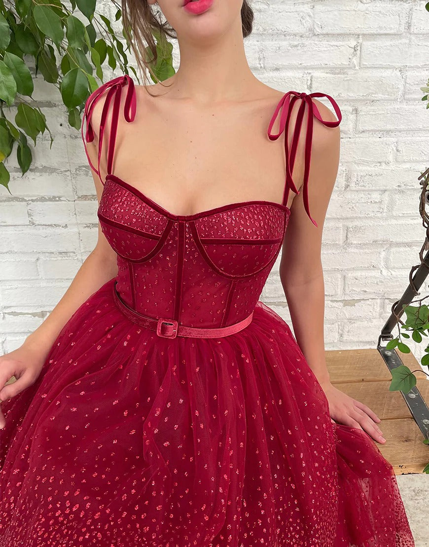 Tulle Dark Red Glitter Homecoming Dresses,Prom Dresses luladress Tulle Dark Red Glitter Homecoming Dresses,Prom Dresses luladress
