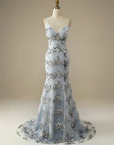 Mermaid Long Glitter Silver Prom Dresses,Evening Dresses,BD930680