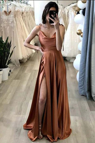 Simple A-line Spaghetti Straps Long Prom Dresses, Evening Dresses,BD930781