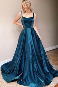 Simple Satin A-line Square Neck Backless Prom Dresses, Evening Dresses,BD930786