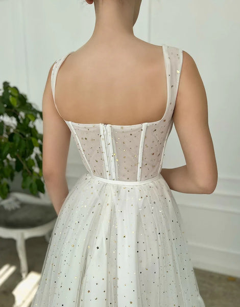 Straps Short Tulle Prom Dresses White Homecoming Dress,BD930623