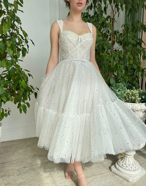 Straps Short Tulle Prom Dresses White Homecoming Dress,BD930623