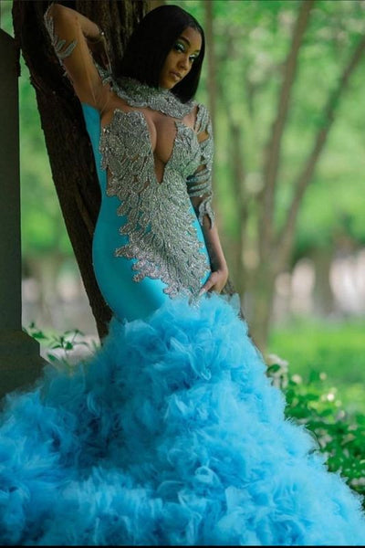 Gorgeous Royal Blue Beading Prom Dress Mermaid,PD21041