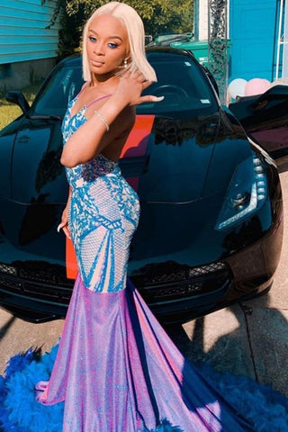 Stunning Satin Sequins Mermaid Evening Prom Dresses