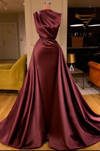 Gorgeous One Shoulder Burgundy Red Ruffles Prom Dresses Long,PD21009