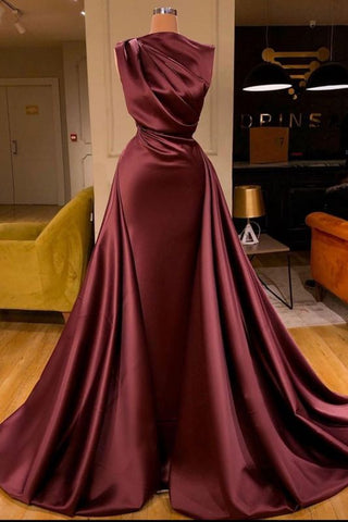 Gorgeous One Shoulder Burgundy Red Ruffles Prom Dresses Long