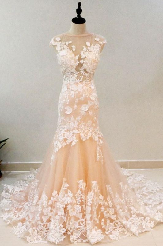 Luxury High Neck Rose Gold Prom Dresses With Lace Appliques,PD21014