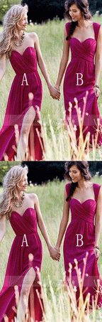 Simple Formal Chiffon Bridesmaid Dress,Side Split Floor Length Custom Bridesmaid Dresses