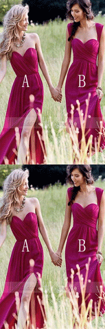 Simple Formal Chiffon Bridesmaid Dress,Side Split Floor Length Custom Bridesmaid Dresses