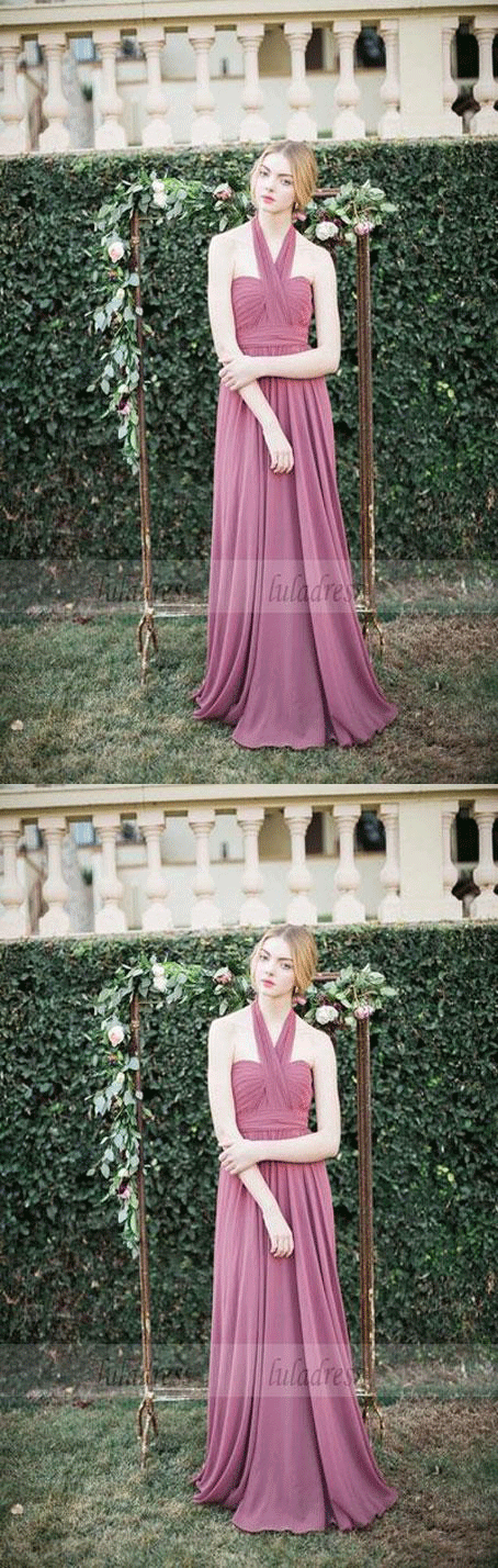 Long bridesmaid dress,chiffon bridesmaid dress,sleeveless bridesmaid dress