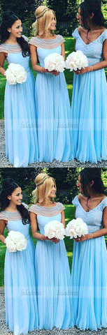 Long Bridesmaid Dresses,Chiffon Bridesmaid Dress,Beading Bridesmaid Dresses