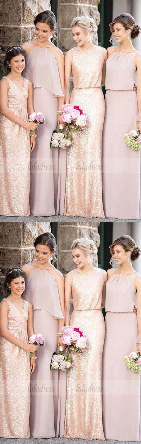 Mismatched Dark Gold Sequin Long Bridesmaid Dresses, Affordable Unique luladress Mismatched Dark Gold Sequin Long Bridesmaid Dresses, Affordable Unique luladress