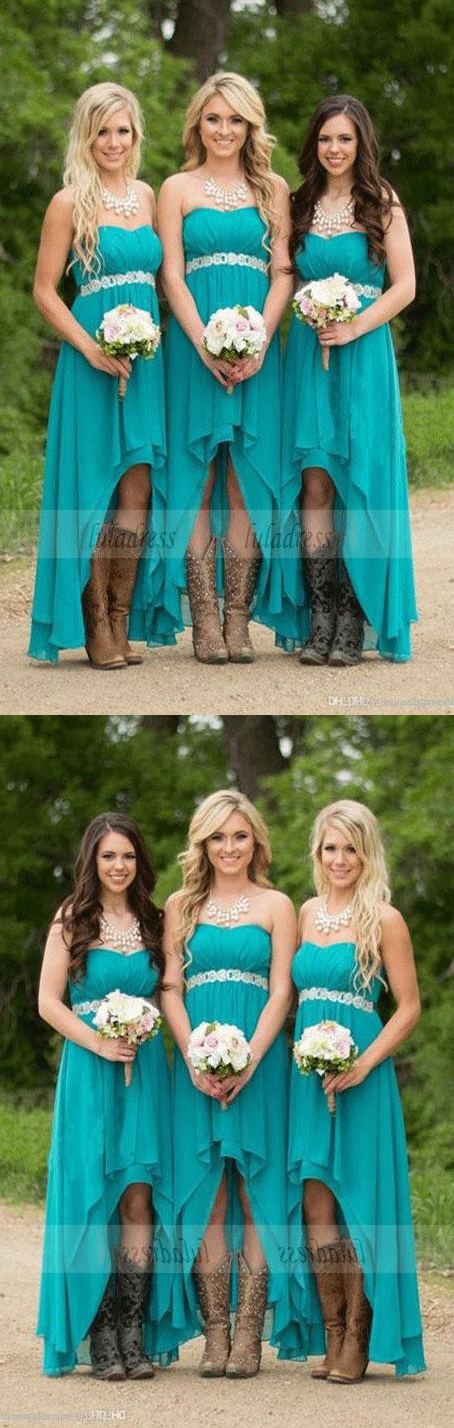 Turquoise Beach Bridesmaid Dresses ,High Low Modest Chiffon Long Weddi luladress Turquoise Beach Bridesmaid Dresses ,High Low Modest Chiffon Long Weddi luladress
