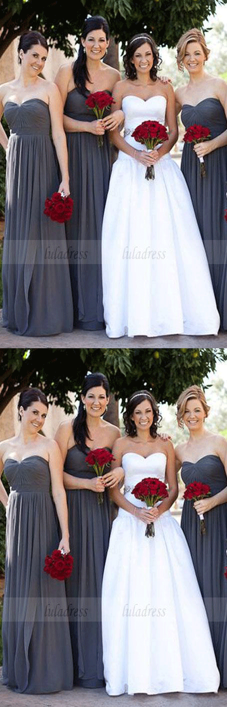 elegant sweetheart chiffon bridesmaid dress,simple chiffon wedding party dress