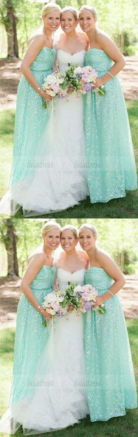 A-Line Sweetheart Floor-Length Floral Bridesmaid Dresses