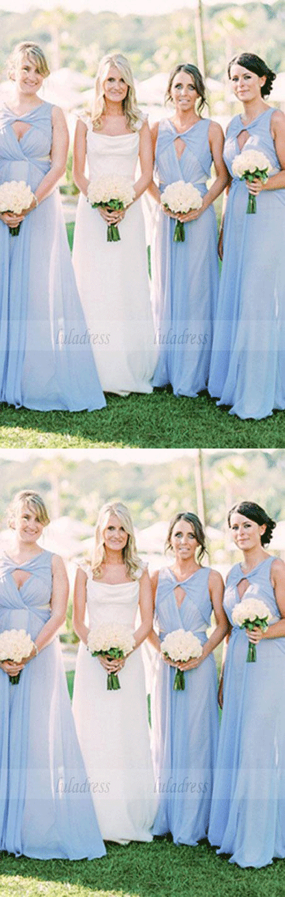 A-Line V-Neck Keyhole  Chiffon Bridesmaid Dresses