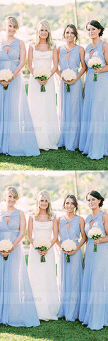 A-Line V-Neck Keyhole  Chiffon Bridesmaid Dresses