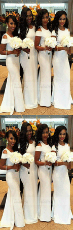 Charming Bridesmaid Dress,White Bridesmaid Dress,Sheath Bridesmaid Dress