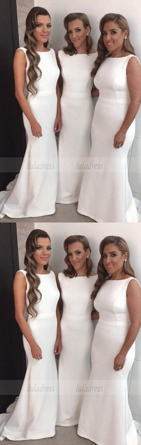 White Bridesmaid Gown,Mermaid Bridesmaid Dresses