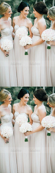 Charming Bridesmaid Dress,Strapless Bridesmaid Dress,Chiffon Bridesmaid,BD98891