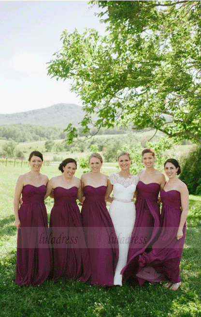 Sleeveless Wedding Party Long A-Line Bridesmaid Dresses