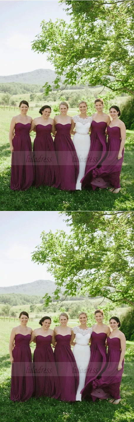 Sleeveless Wedding Party Long A-Line Bridesmaid Dresses