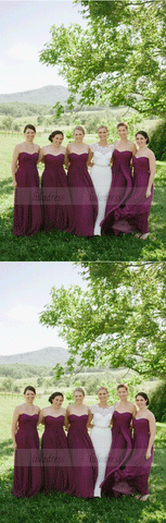 Sleeveless Wedding Party Long A-Line Bridesmaid Dresses
