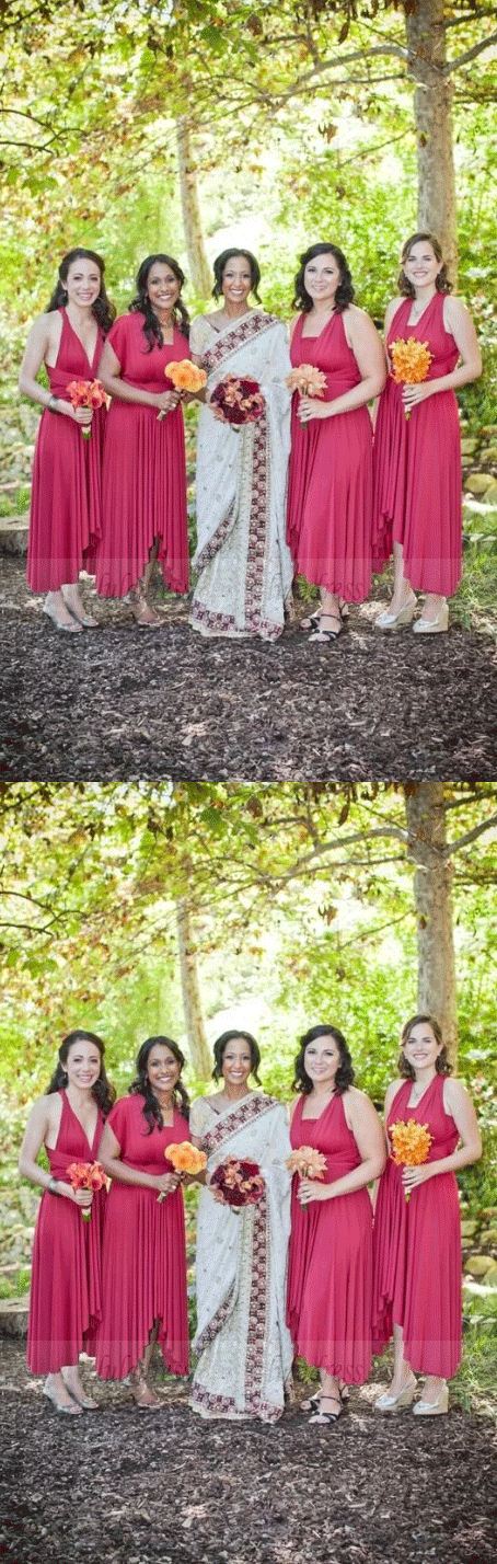 Mismatched Long Simple Bridesmaid Dresses